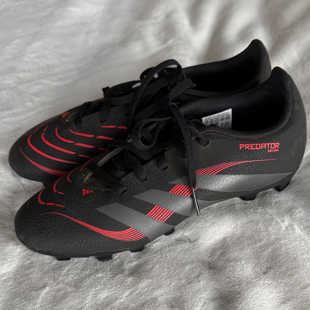 Adidas Predator Black and Red Kids soccer Cleats